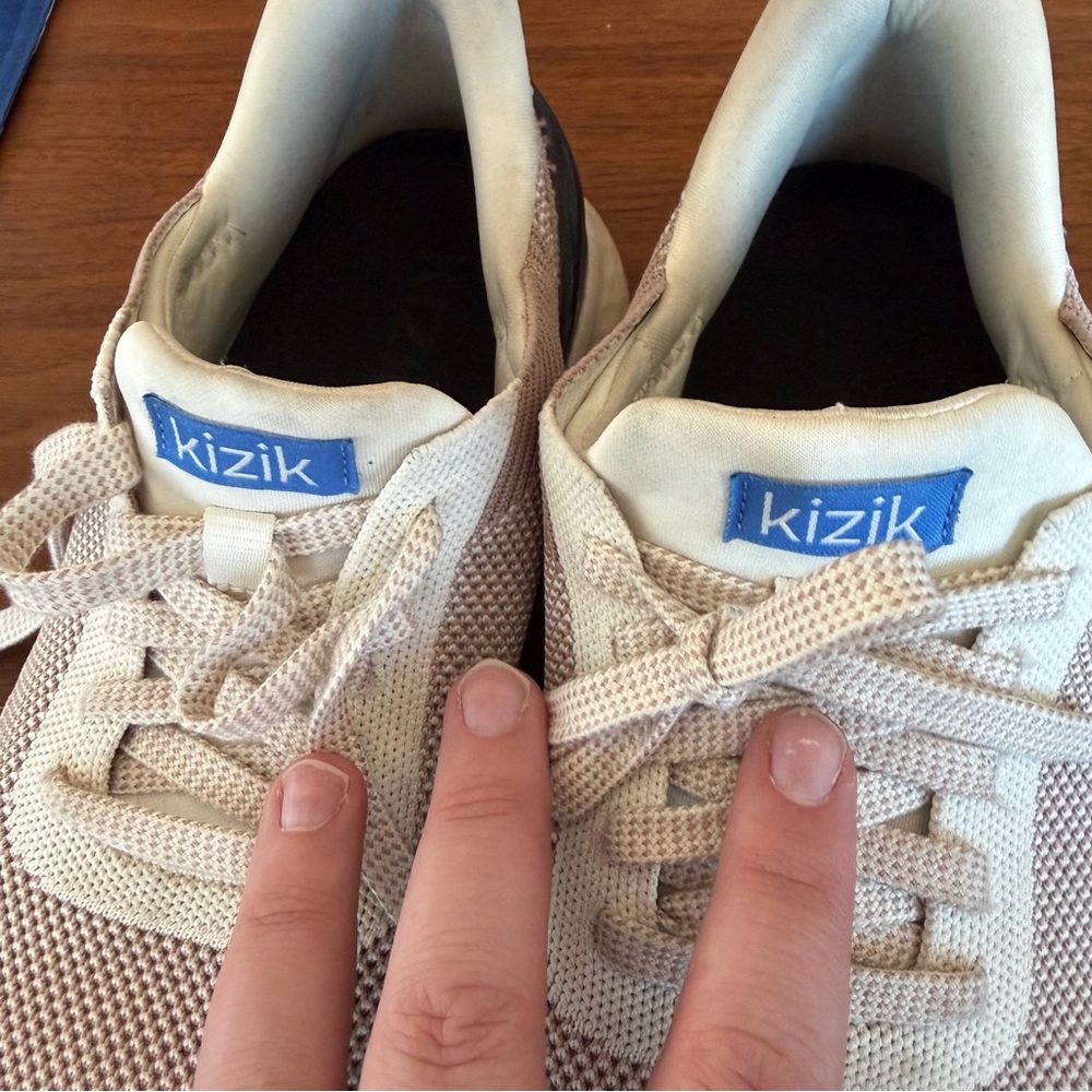 Kizik slip on Women's Cream and Navy Sneakers - Picture 3 of 10